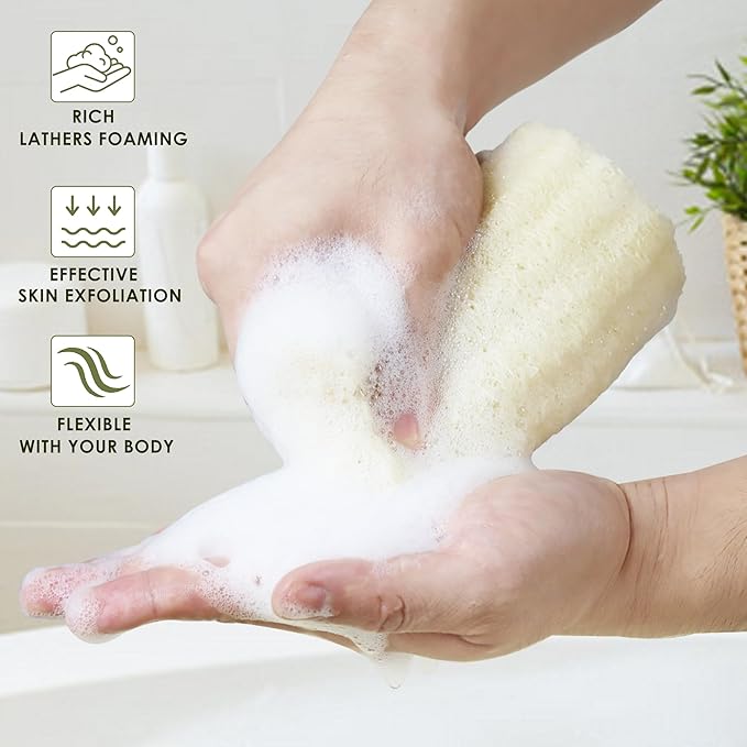 6 Pack Natural Loofah Sponges, 5.1 Inch Long Organic Luffa Bath Sponge Exfoliating Shower Body Scrubber for Deep Cleaning & Smooth Skin, Natural Real loofah Sponge for Men & Women
