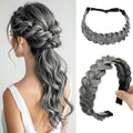 CJL HAIR 2PCs Braided Headbands Hair Piece for Women Synthetic Hair Hoops Head Bands Handmade Braid Hairband Accessories Elastic Stretch Headwrap Dark Grey
