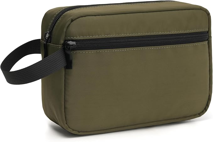 XIRYOHEAUR Travel Hanging Toiletry Bag with Carry Handle - Water-Resistant Small Cosmetic Organizer for Men & Women, Makeup, Shaving Kit, Gym & Travel Essentials (Olive Green)