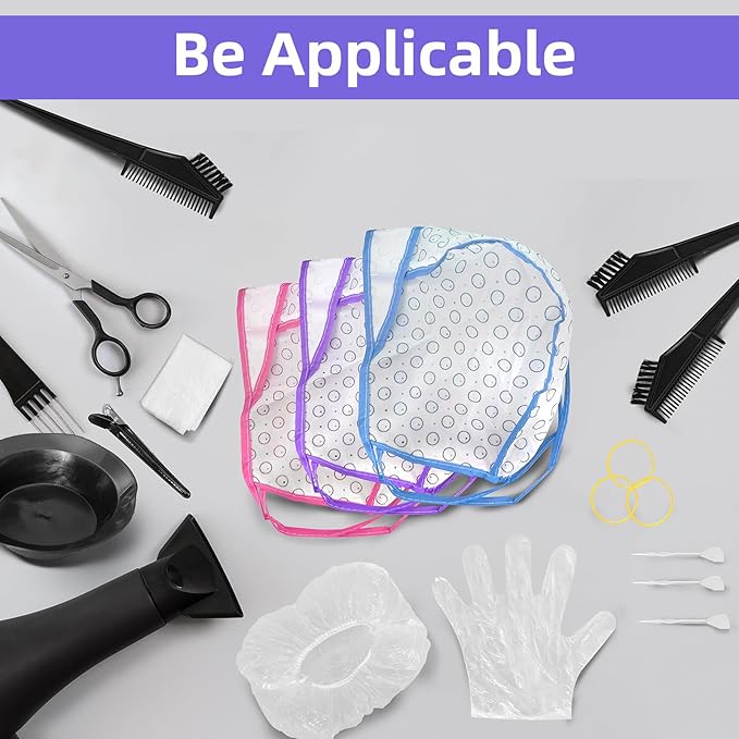 53Pcs Highlighting Cap Kit, 5 Pieces Highlight Hair Cap with 3Pcs Plastic Hooks and 45 pcs Hair Dye Tools, for professional hair styling and dyeing