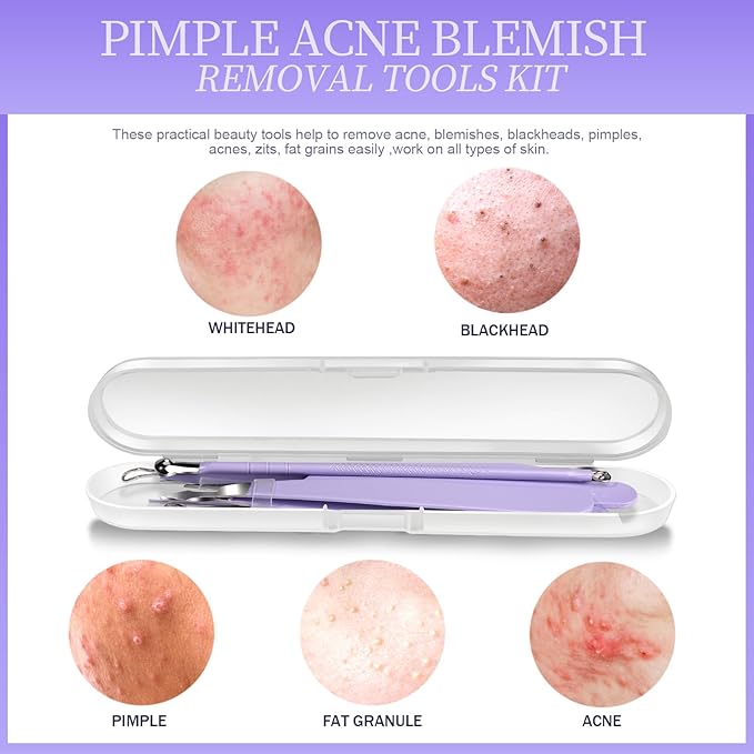 Teenitor Pimple Popper Tool Kit and Blackhead Remover Tools, Ingrown Hair Tweezers, Professional Blackhead Extractor Pimple Extractor Comedone Extractor