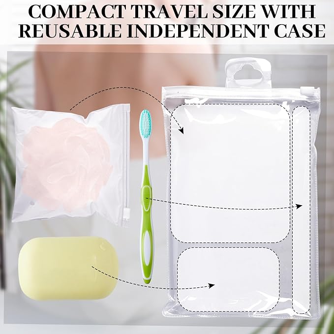Funnymoom 12 Pcs Travel Size Loofah Individually Wrapped, Small Shower Puff Bath Sponge Pouf Ball Bulk Mesh Bath Puff Mini Loofah Sponge with Case Bulk for Shower Care (25g,Morandi Color)
