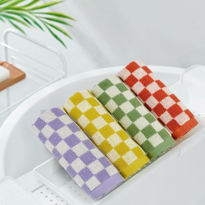 Jacquotha Wash Cloths Checkered 4 Pack 4 Colors