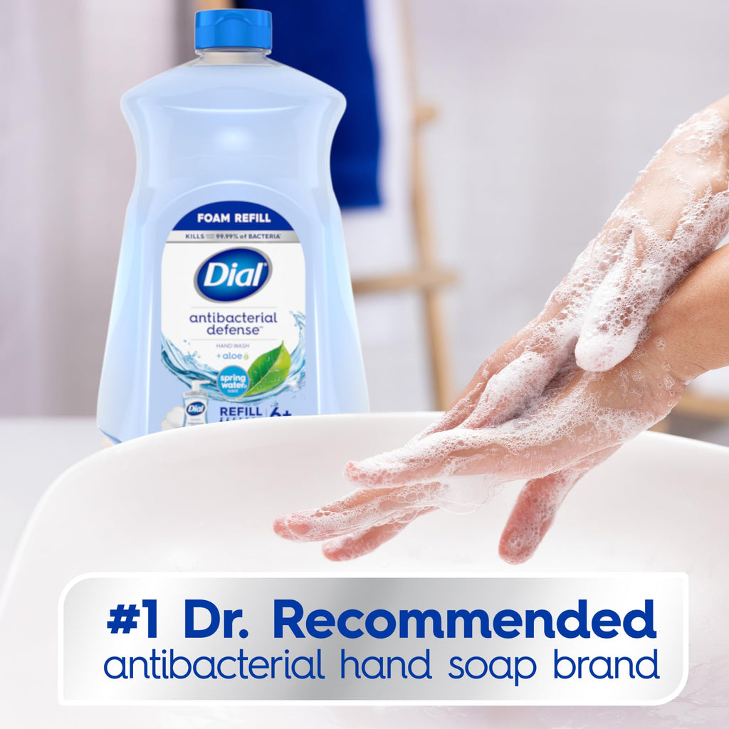 Dial Antibacterial Defense Foaming Hand Soap Refill, Spring Water, 52 Fl Oz