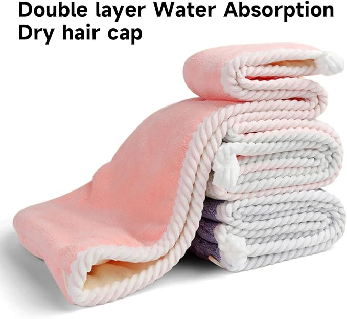 Microfiber Hair Towel, Hair Towel wrap for Women,Hair wrap Towels,Hair Turbans for Women Wet Hair, wrap for Kids (Blue and Grey) 1pcs