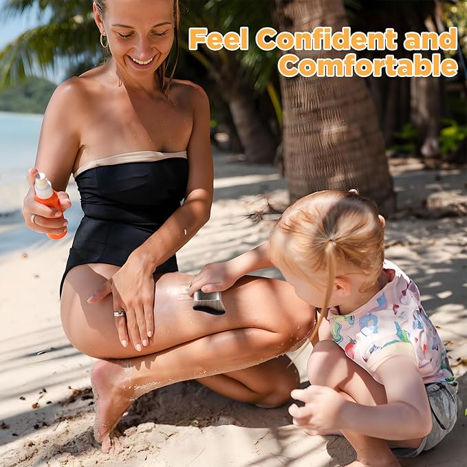 Self Tanner Brush for Face and Body,Kabuki Foundation Brush for Flawless Leg Makeup,Self Tan Applicator for Bronzer,Tan Mousse,Lotion and Sunless Tanning,Vegan Body Makeup Brush case (grey)