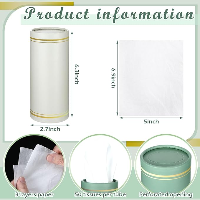 Fourluoo 12 Pack Car Tissue Cylinder Holder Bulk with 3 Ply Facial Tissues, Round Napkin Holders for Cup Holder Cylinder Travel Paper Tubes Bulk Round Napkin Boxes Packs (Fresh Color)