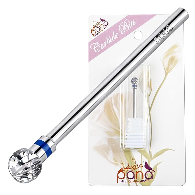 PANA 3/32" Carbide Cuticle Nail Drill Bit for Cuticle Cleaning, Dead Skin Removal, Gel Polish & Acrylic Removal, Under Nail Cleaner, Nail Salon, Manicure Tools (Large Ball Head - Silver, Medium)