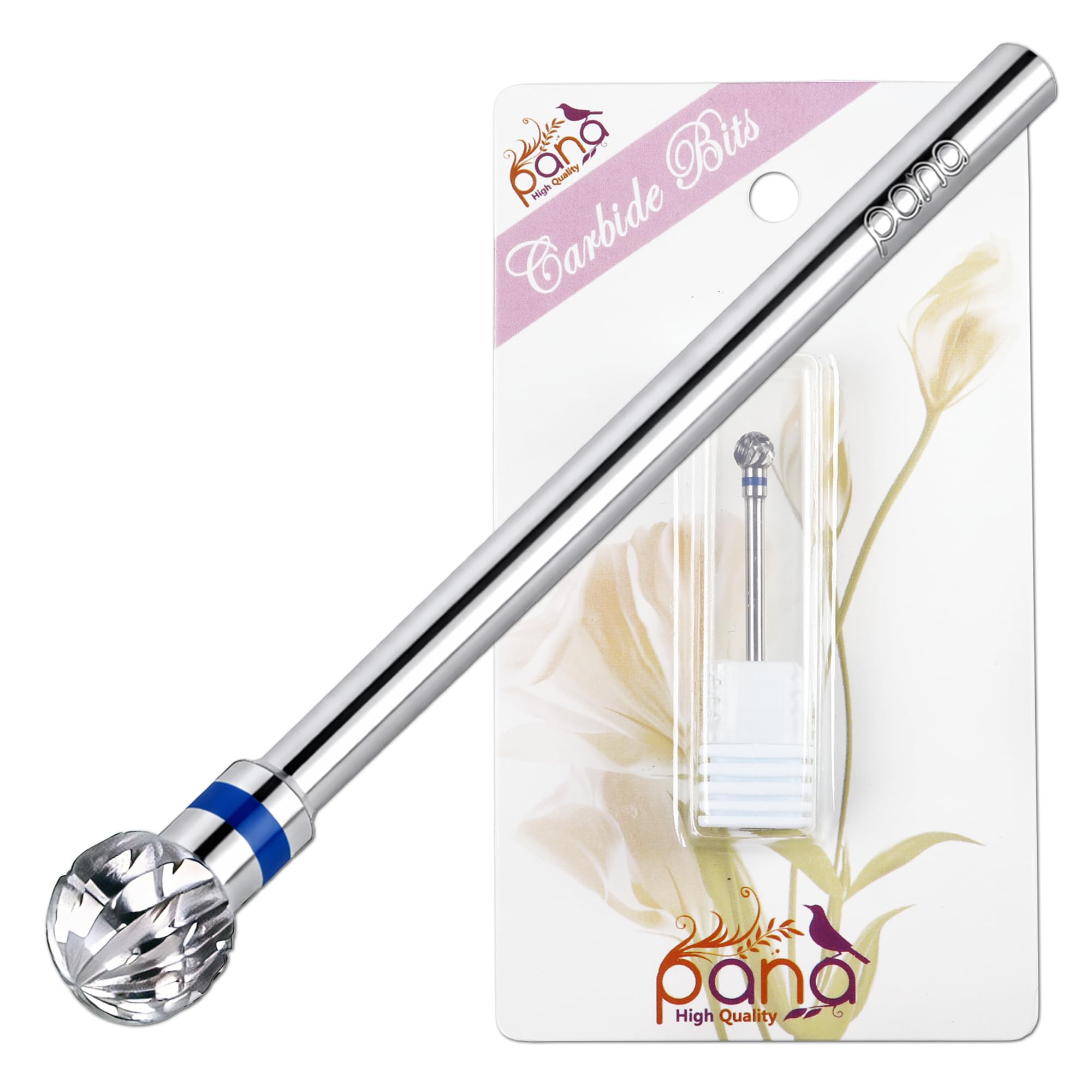 PANA 3/32" Carbide Cuticle Nail Drill Bit for Cuticle Cleaning, Dead Skin Removal, Gel Polish & Acrylic Removal, Under Nail Cleaner, Nail Salon, Manicure Tools (Large Ball Head - Silver, Medium)
