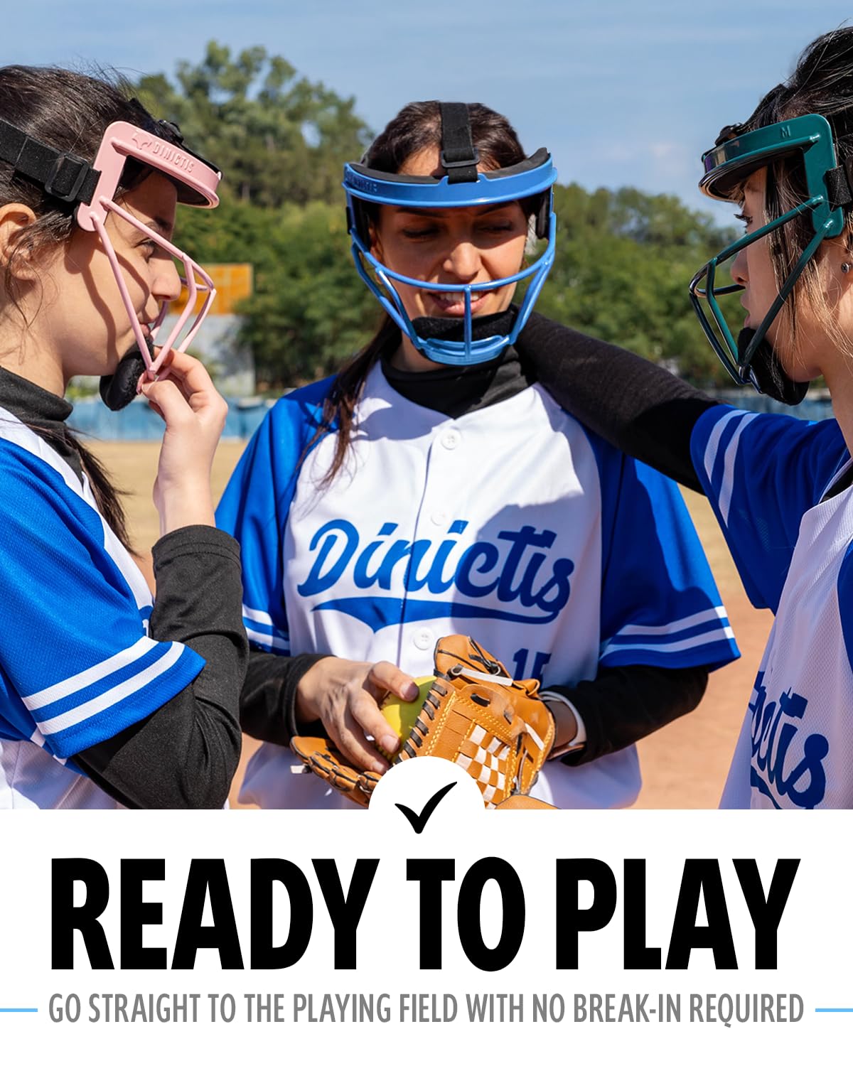 Dinictis Softball Face Mask, Lightweight, Comfortable, with Wide Field Vision, Durable and Safe Face Guards, Premium Protective Softball Fielder's Mask-Blue-Child(S)