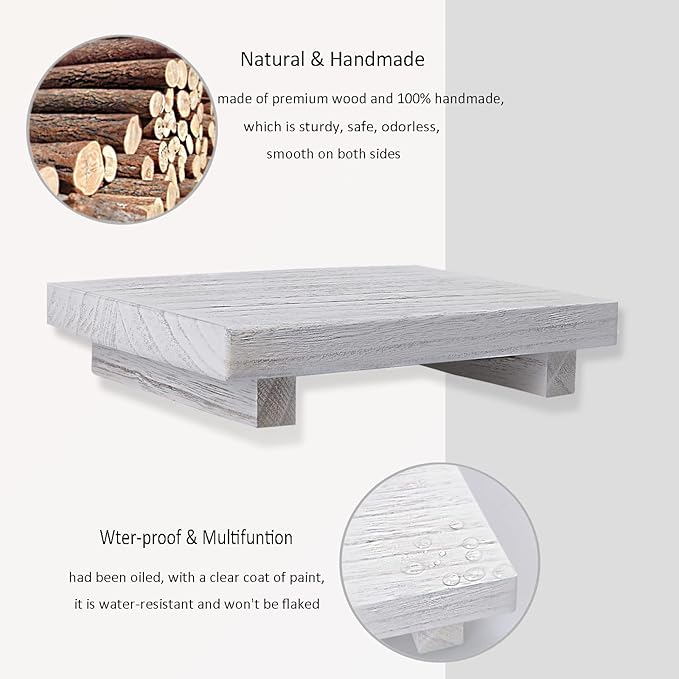 Wood Bathroom Tray Farmhouse Decor Kitchen Soap Holder, 9"x6" White