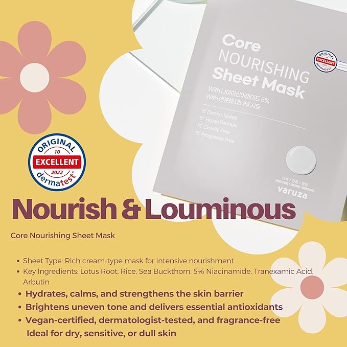 varuza Best Collection – Premium Vegan Korean Sheet Mask Set (12 Sheets) | Firming, Hydration & Glow | Clean Beauty, EWG & Vegan Certified