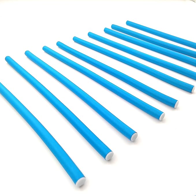 Xianglangsuccess 10 Pieces Flexible Curling Rods, Soft Foam No Heat Hair Rollers, Curler for Women with Long and Short Hair (Blue, 0.31 x 9.4in)