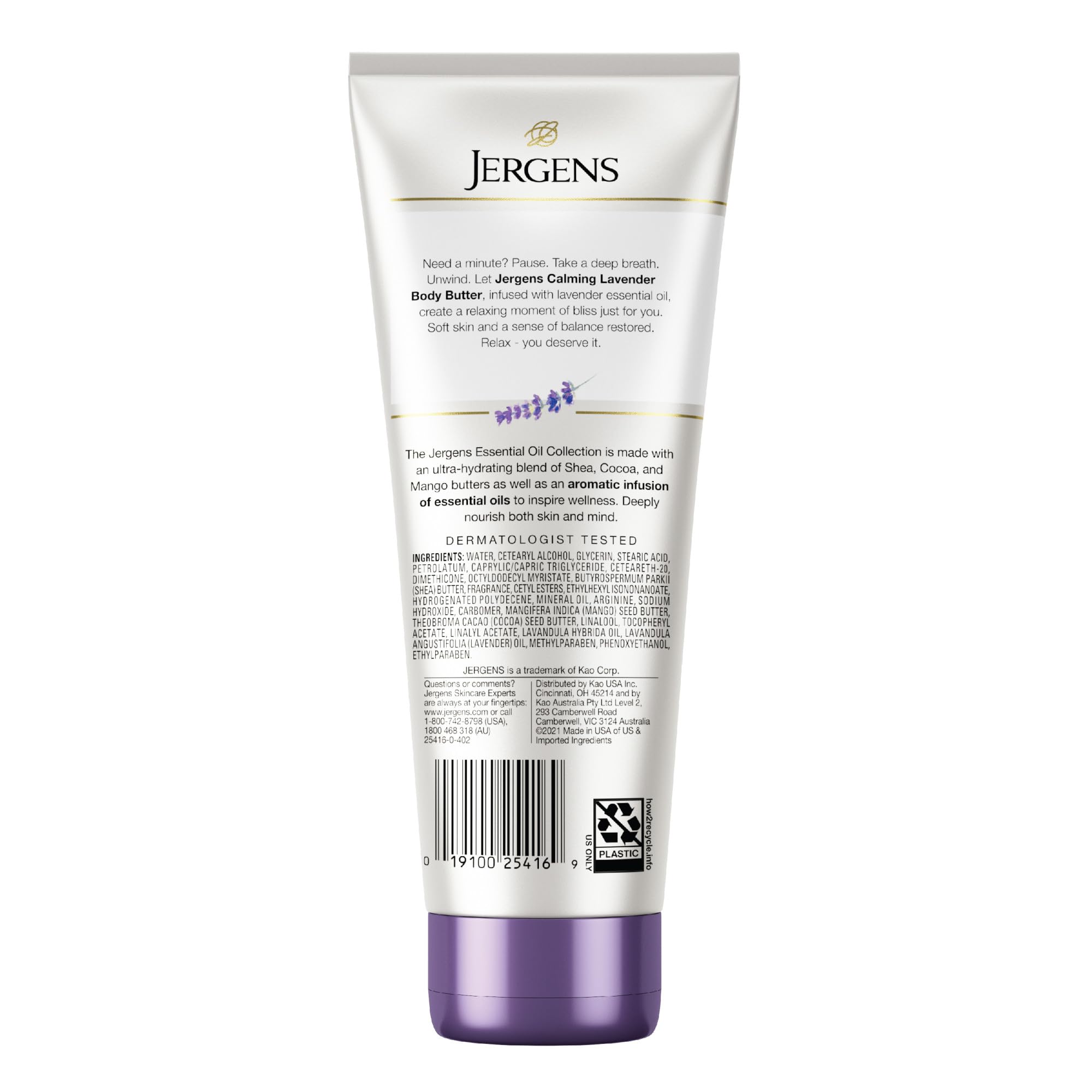 Jergens Lavender Hand & Body Lotion For Dry Skin, 7 fl oz, 3 Pack