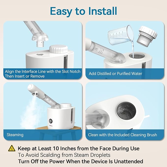 Fulog Facial Steamer Nano Ionic Face Steamer with 360° Rotating Arm, Esthetician Facial Steamer for Deep Cleaning, Portable Spa Facial Machine for Home Salon