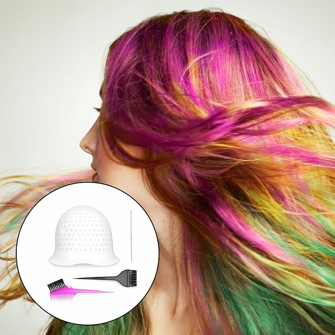 4Pcs Hair Highlighting Cap Set, Highlight Caps for Hair, Hair Dye Cap Suitable for DIY Home Hairstylist, Professional Salon Stylist