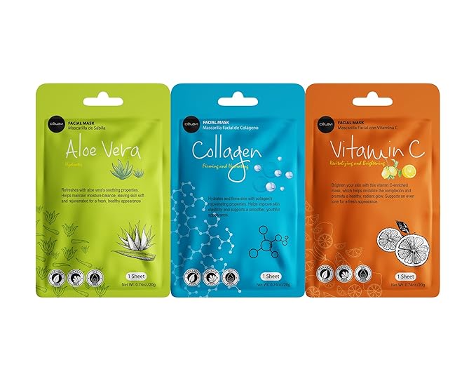 Celavi Essence Facial Face Mask Paper Sheet Korea Skin Care Moisturizing 9 Pack (Mix of 9)