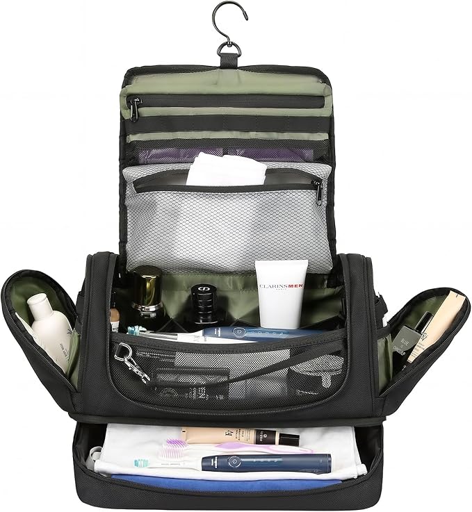 Toiletry Bag for Men, Handing Travel Toiletry Organizer Protable Water Ressistant Bathroom Shaving Bags for Toiletry Accessories, Travel Essentials, Black(Empty Bag)