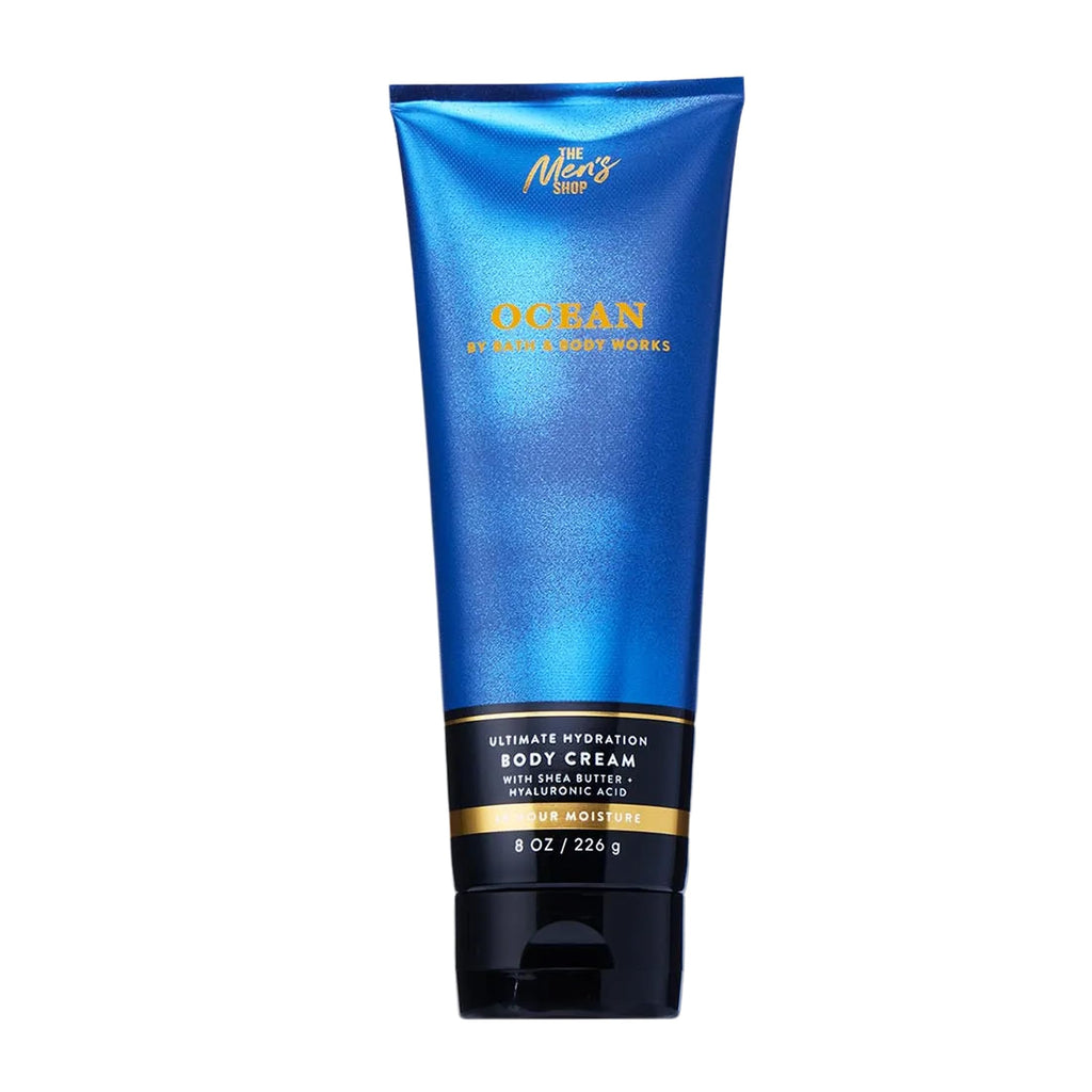 Bath & Body Works Men’s Body Cream, Ocean Scent, Ultimate Hydration Moisturizer with Shea Butter & Hyaluronic Acid for Dry Skin, Coastal Air & Cypress Scent, 8 oz - 1 Pack