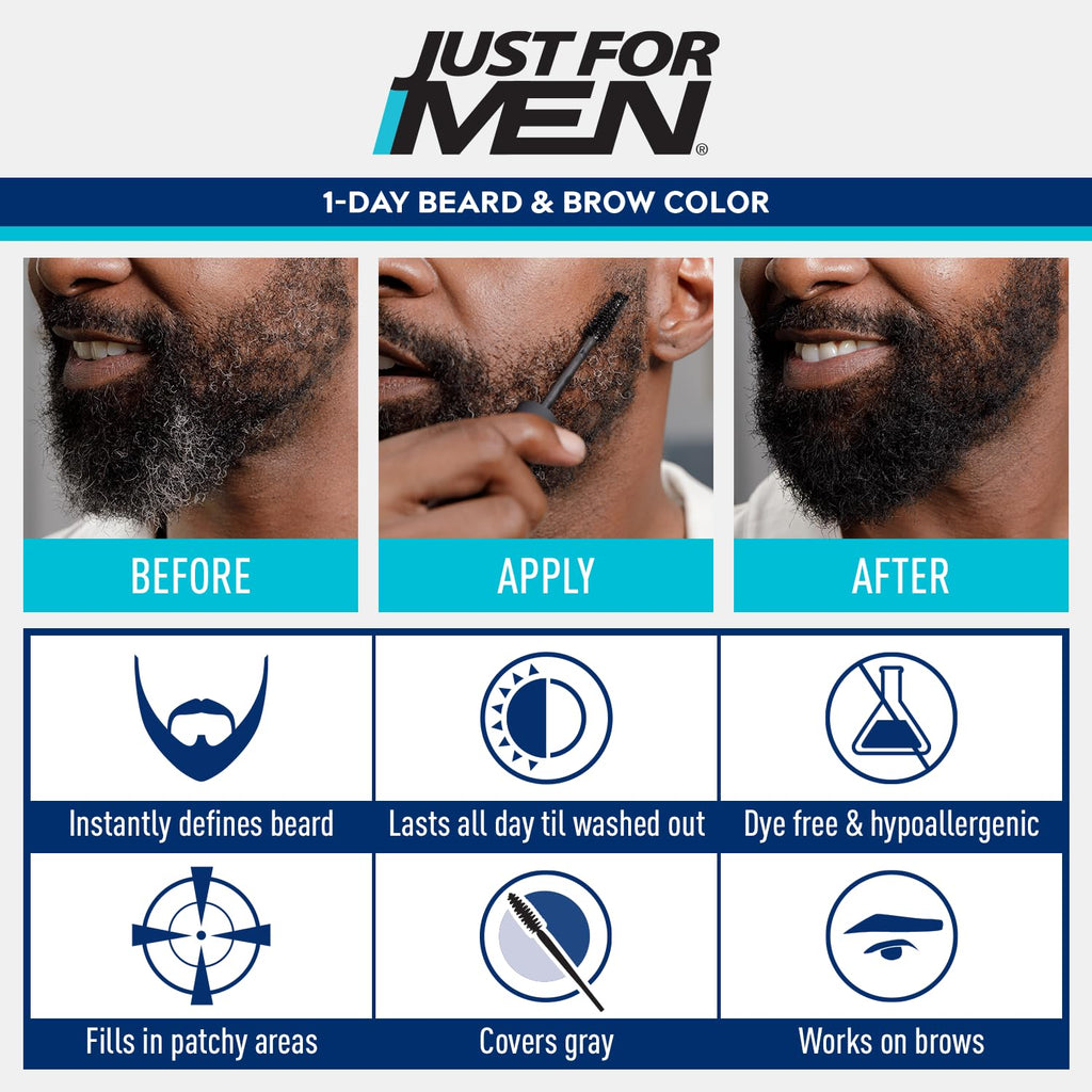 JUST FOR MEN 1-Day Beard & Brow Color, Temporary Color, Black