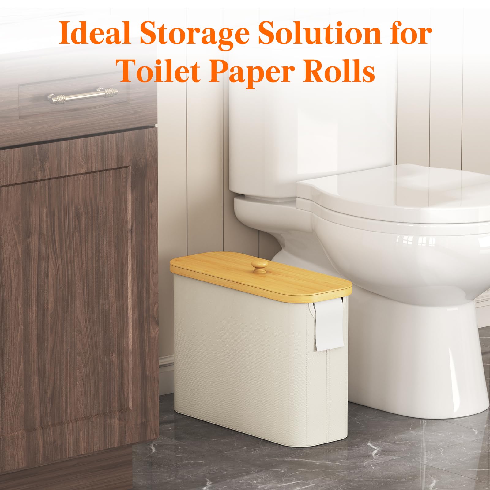 Lifewit Toilet Paper Storage Holder, Large Stand Basket, 23L, White