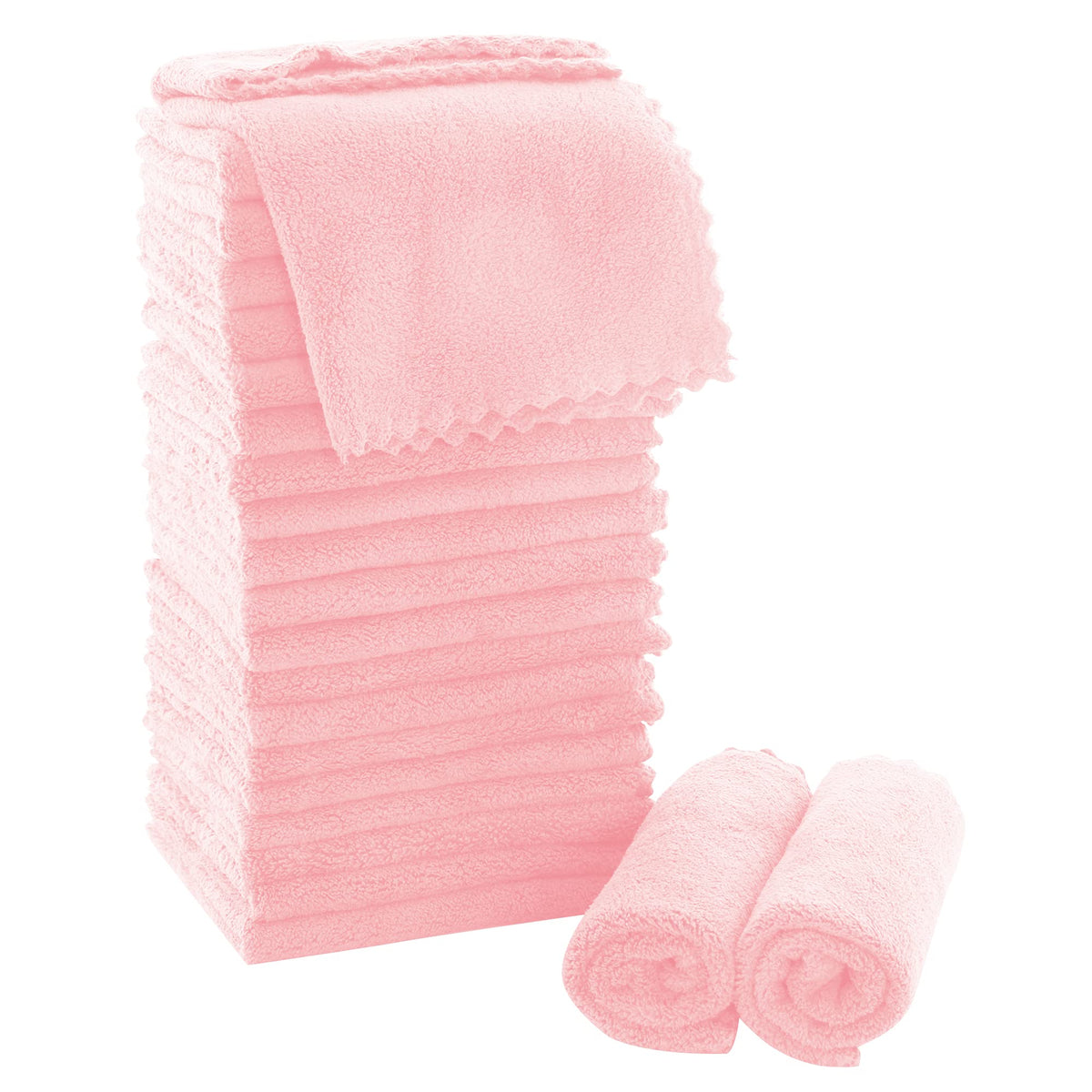 MOONQUEEN Ultra Soft Premium Washcloths Set - 12 x 12 inches - 24 Pack - Quick Drying - Highly Absorbent Coral Velvet Bathroom Wash Clothes - Use as Bath, Spa, Facial, Fingertip Towel (Grey)