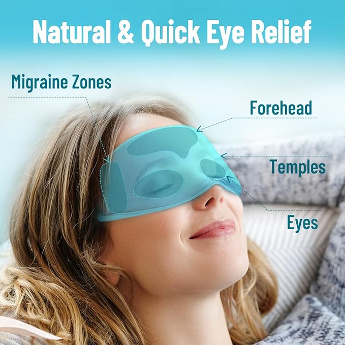 Cooling Eye Mask for Puffy Eyes, Ice Eye Pack After Surgery Relief - Reuable Cold Compress for Dry Eye - Comfortable Perfect Fit Gel Sleep Mask, Light Blue of 3D