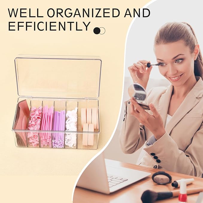 MoyRetty Acrylic Lash Extension Organizer, Large Capacity Eyelash Extension Supplies Storage Container Box, Neatly Store and Organize Your Lash Supplies (Clear)