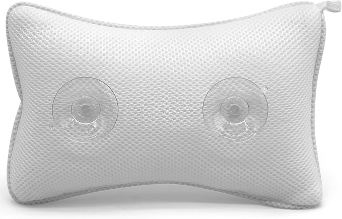SereneLife Bath Pillow - Comfortable Tub Pillow with 4D Mesh & Suction Cups | Quick-Drying, Breathable & Thick Cushioned, Fits Standard Tubs, Supports Neck & Spine, Works with SereneLife Massage Mats
