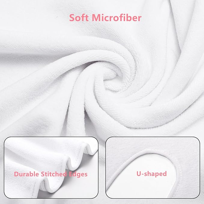 DEAYOU 6 Pack Facial Towels for Estheticians, U-Shaped Spa Towels for Facial, Soft Microfiber Massage Face Towels for Spa Steam, Barbers, Beauty Salons, Skin Care, SPA Centers, Split Design, White
