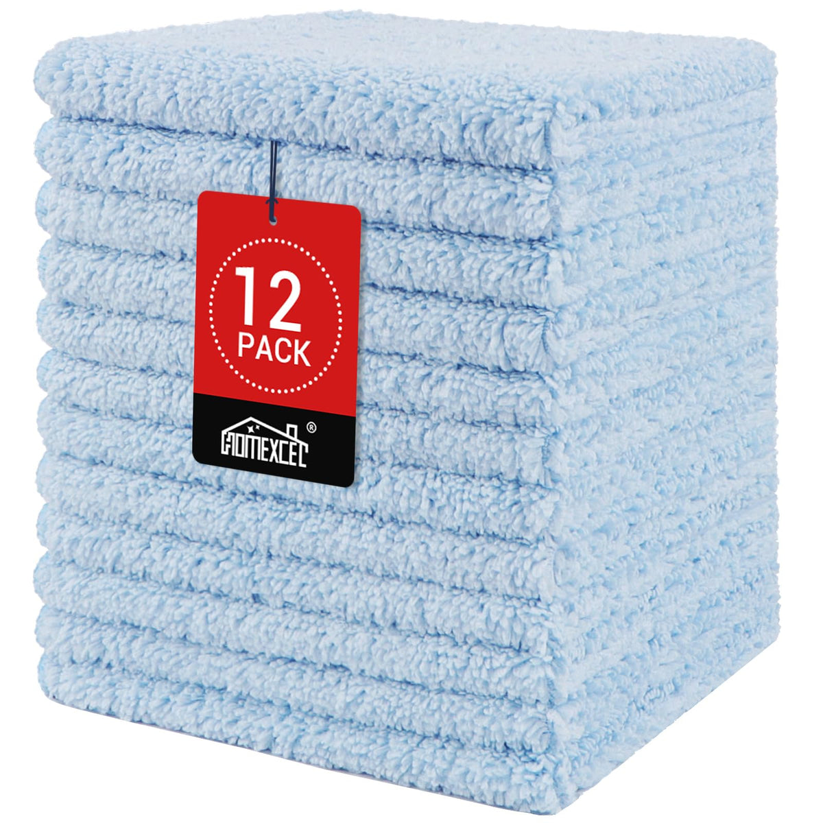 HOMEXCEL Washcloths 12PK, Ultra Soft&Highly Absorbent Face Towels, 12X12 in