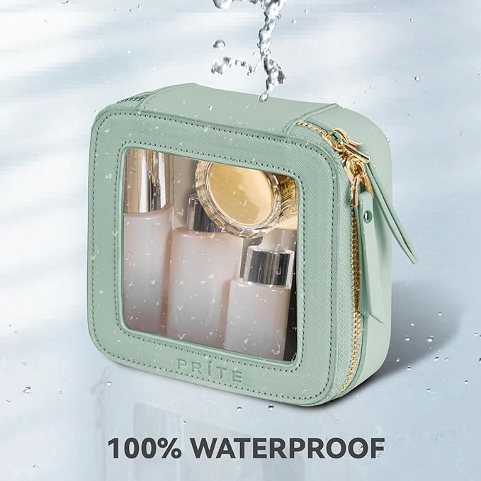 Prite Clear Makeup Bag Small Travel Cosmetic Case Toiletry Bag for Women