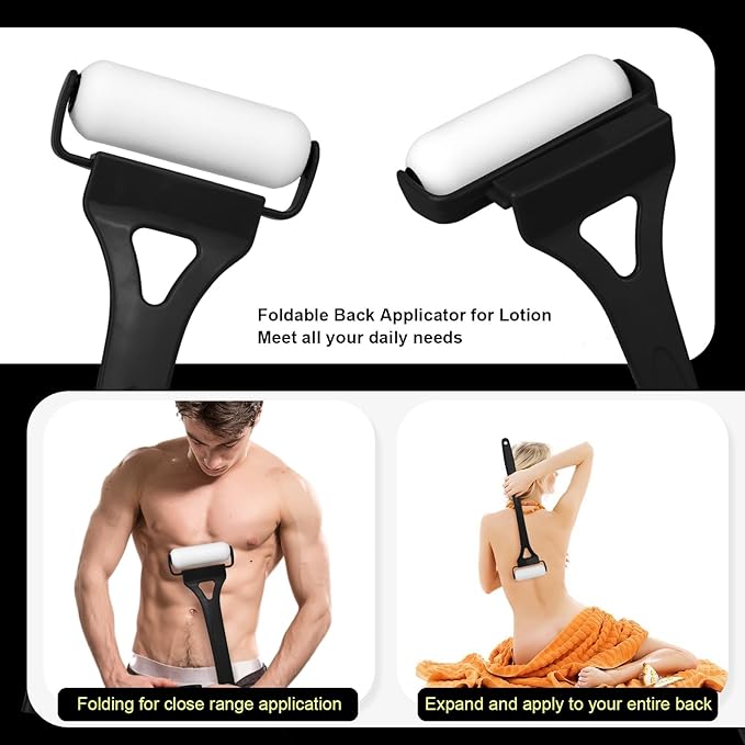Lotion Applicator for Back, Back Lotion Applicator, 3 Washable Foam Rollers