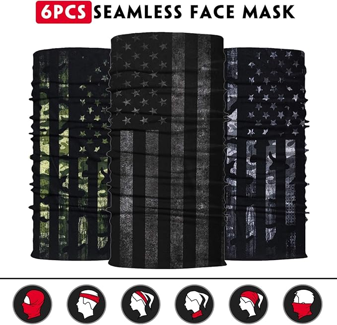 Venswell Neck Gaiter Mask, Sun Mask, Rave Bandana Face Mask, Seamless Face Scarf, Headband for Men Women (A-Flag 3)