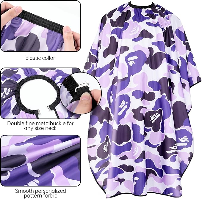 FaHaner Professional Hair Cutting Cape Waterproof Barber Cape for Men Polyester Hair Styling Cape with Elastic Neckline Adjustable Closure Salon Haircut Capes for Home Salon and Barbershop