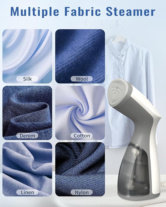 BEAUTURAL Steamer for Clothes, Portable and Handheld Garment Wrinkle Remover, Fast 25s Heat-up, 120V Only (Not for 220V Europe)