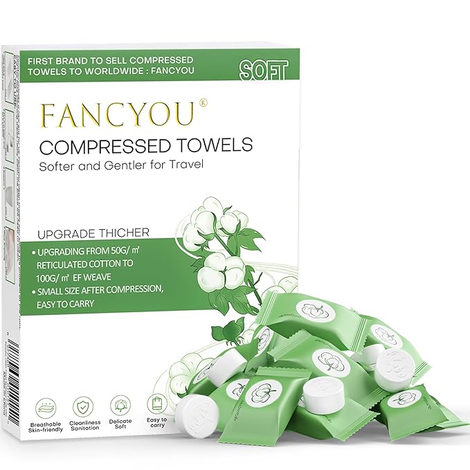 Compressed Towel 100 PCS Disposable Face Towels, Mini Portable Tablets Coin Tissue Compressed Cotton Hand Wipe Disposable Washcloths for Travel Camping Home Outdoor