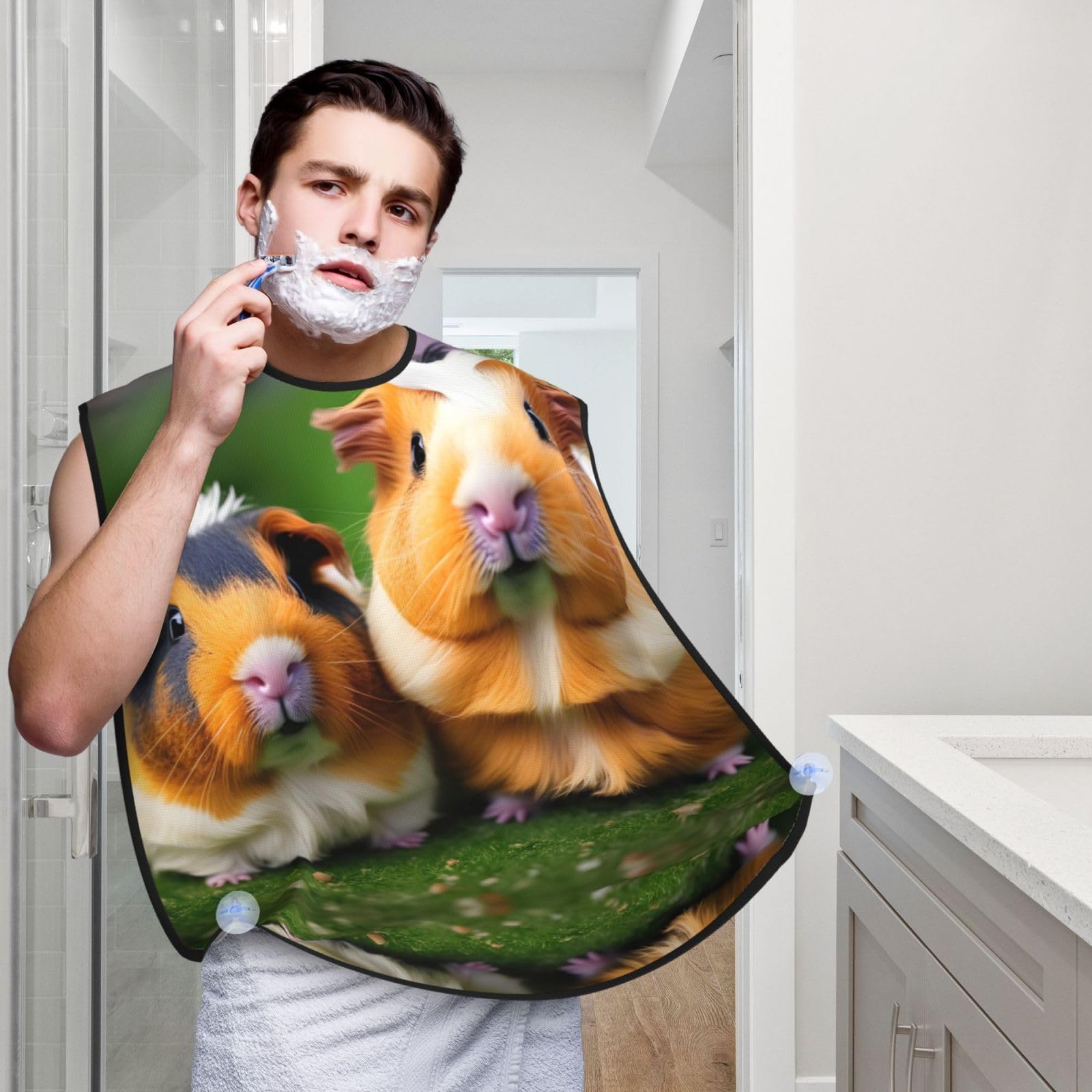 YQxwJL Cute Guinea Pigs Print Beard Bib Shaving Apron, Beard Hair Trimming Cape Gift For Dad
