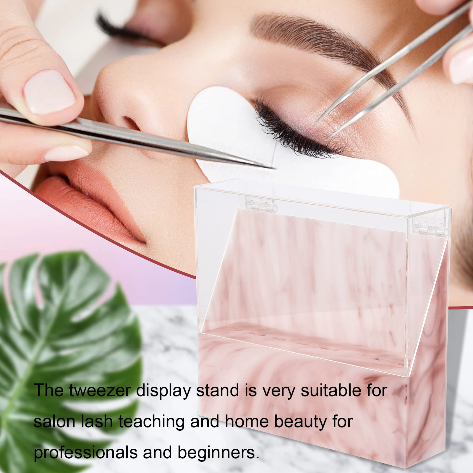 LXIANGN 8 Holes Eyelash Tweezers Holder Case for Lash Extensions,Pink
