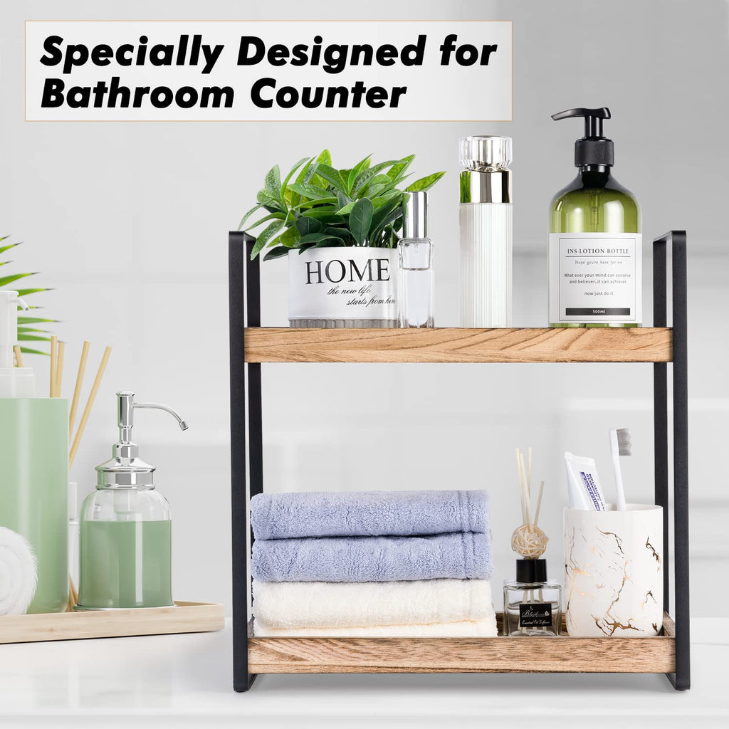 Giftacity Bathroom Counter Organizer and Storage - Kitchen Countertop Organizer for Bathroom Sink and Coffee Bar, 2-Tier Vanity Counter Tray Shelf for Restroom Decor