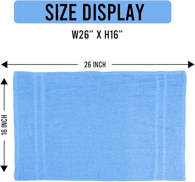 STF Linen Hand Towels (Pack of 24) Light Blue Economy Salon Towels - 100% Cotton Spa Towel– 16 x 27 Inches Highly Absorbable, Facial, Gym, Hair Towels Face Towels Bulk
