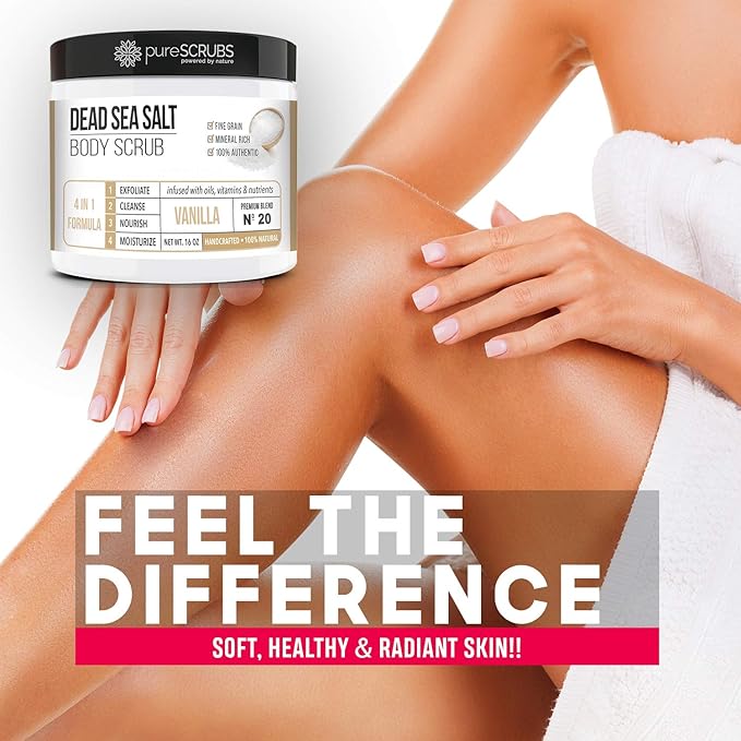 pureSCRUBS Premium Vanilla Body Scrub Set, Exfoliating Dead Sea Salt Scrub