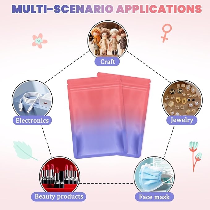 Disposable Sanitary Hygiene Disposal Bags for Bag Period Tampon Napkin Trash, 100pcs, Discreet Privacy Cover, Stylish Look, Self-Adhesive Seal,Portable for Purse, Bathroom, School,Travel(Pink-Purple)