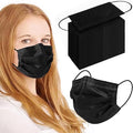 SDIW 100Pcs Black Disposable Face Mask, 3 Ply Black Face Masks with Soft Elastic Ear loops