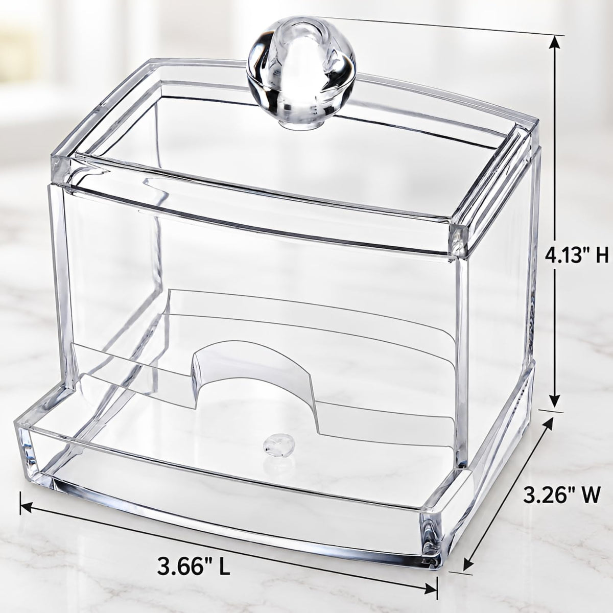 MOSIKER 10oz Qtip Holder, Clear Acrylic Cotton Swab Dispenser with Lid