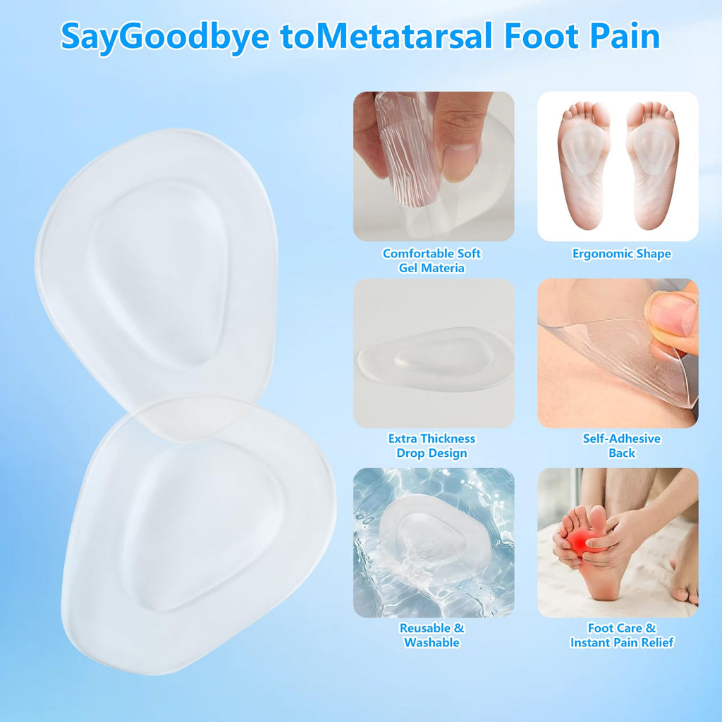 6 Pairs Metatarsal Pads Ball of Foot Cushions Clear