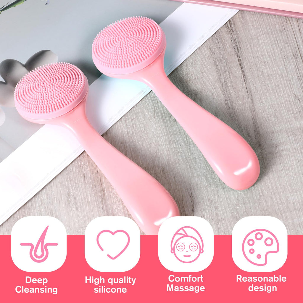 2 Pack Silicone Face Scrubber Manual Face Brush Skin Friendly Facial Cleansing Brush Exfoliator Cleanser Soft Brushes Waterproof Faces Wash Brushes Exfoliating Brushs for Blackheads Makeup Removal