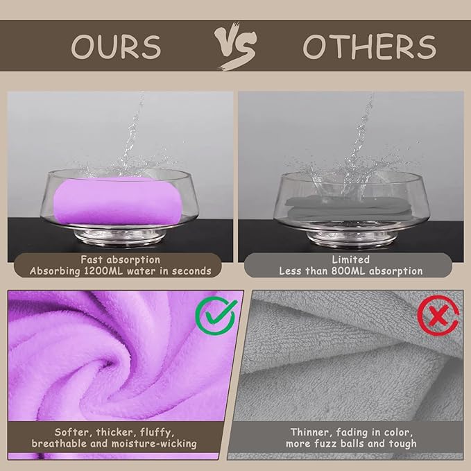 3 Pack Microfiber Hair Towel Wrap for Women, Fast Drying Hair Turban with Button, Anti-Frizz Large Hair Towel for All Hair Styles, Soft & Absorbent Hair Drying Towel(Red,Bule,Purple)