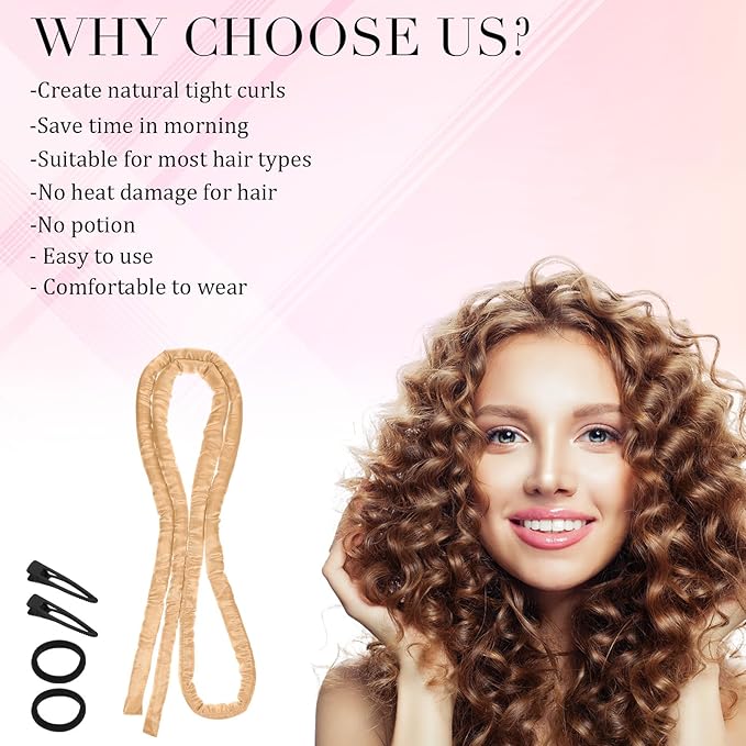 AOZUO Heatless Curling Rod Headband, Heatless Hair Curler Overnight for Long Short Hairs No Heat Overnight Curls with Thin Curlers to Sleep In for Long Hairs (Gold)