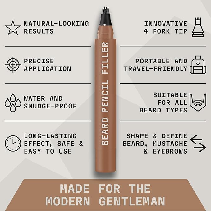 Striking Viking Beard Pencil & Bristle Brush for Men - Light Brown, 2 Pack
